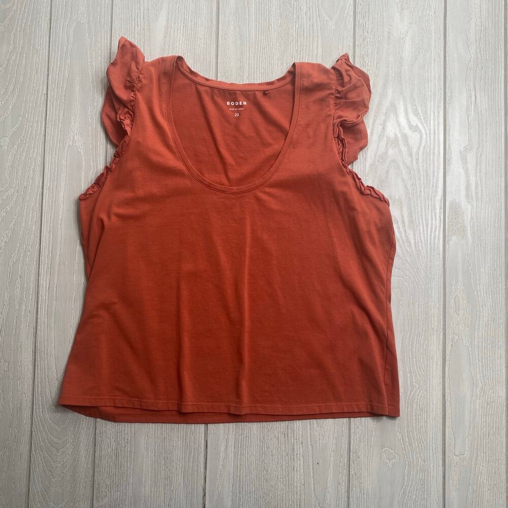 Boden Rust Orange Ruffle Sleeve Tank Top